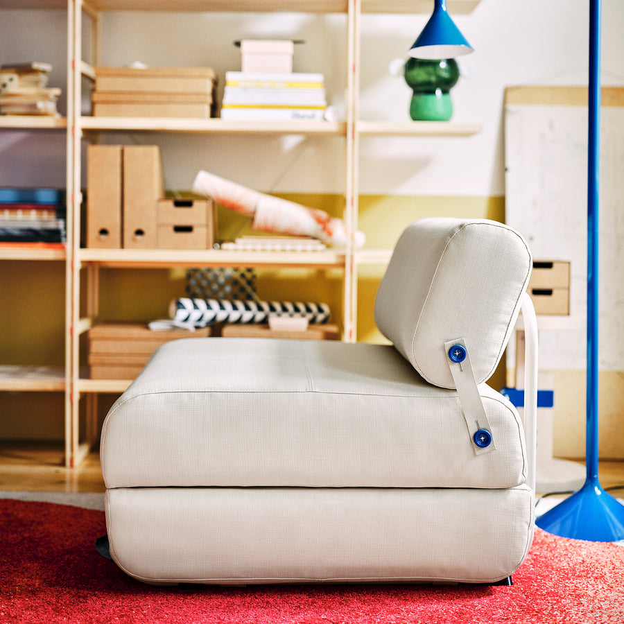 IKEA PS 2026 chair-bed, Skiftebo light grey-beige, 80x75 cm