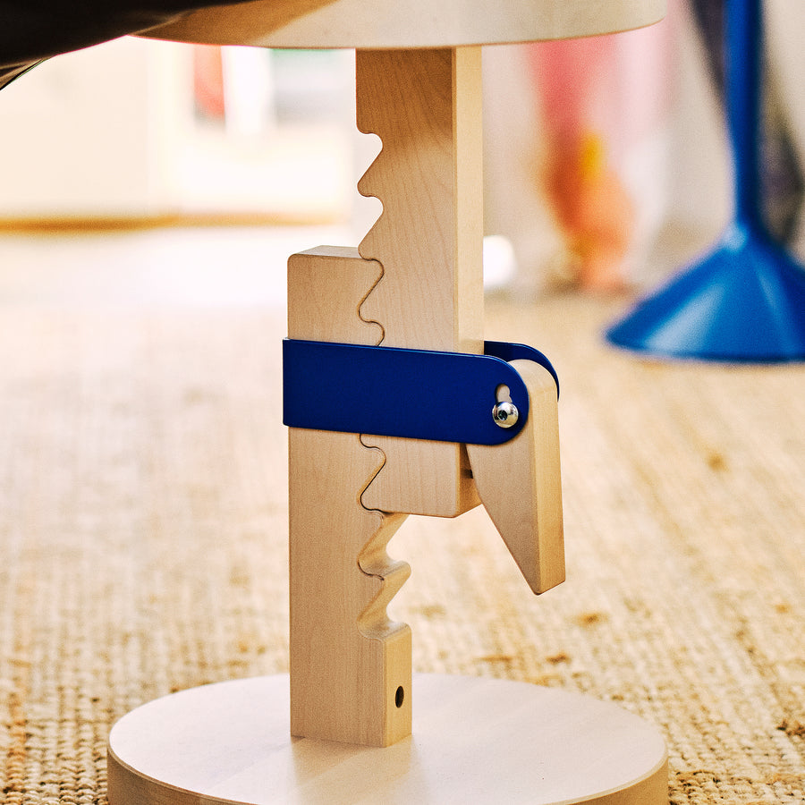 IKEA PS 2026 stool, height adjustable birch/clear lacquered bright blue, 32 cm