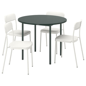 IKEA PS 2026 / VIHALS table and 4 chairs, green/white, 96 cm