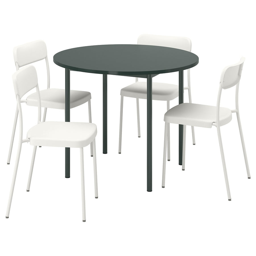 IKEA PS 2026 / VIHALS table and 4 chairs, green/white, 96 cm