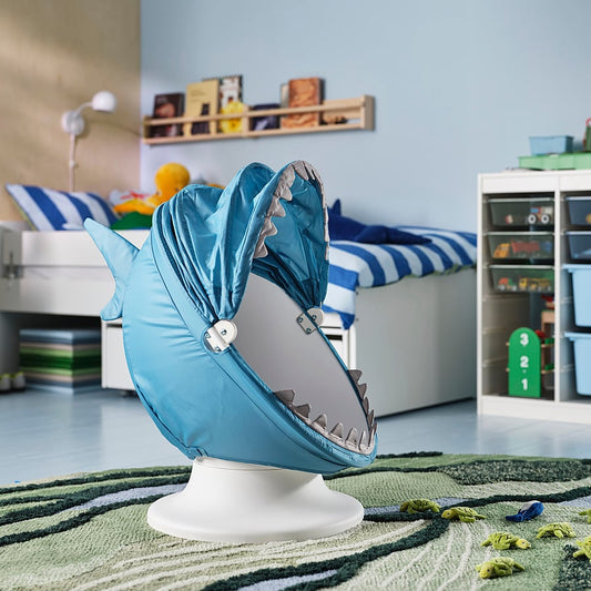 IKEA PS LÖMSK slipcover f children's swiv armchr, blue/shark, 59x75x62 cm
