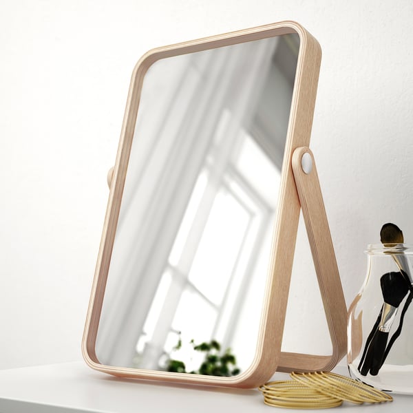 IKORNNES table mirror, ash, 27x40 cm