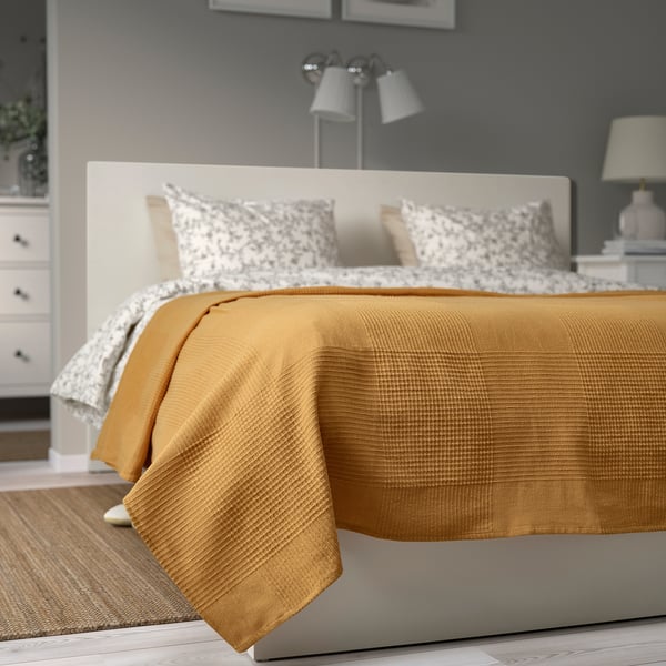 INDIRA bedspread, yellow-beige, 230x250 cm