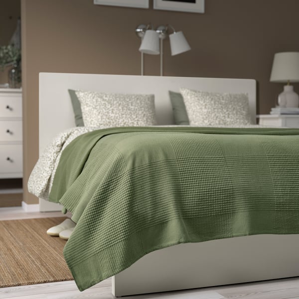 INDIRA bedspread, grey-green, 230x250 cm