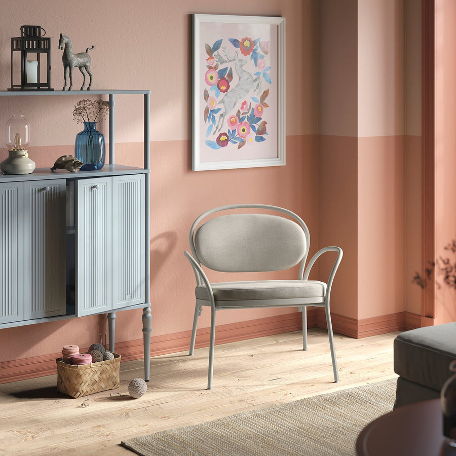 ISMANTORP armchair, metal light grey-beige/Tibbleby light beige, 72x71x66 cm