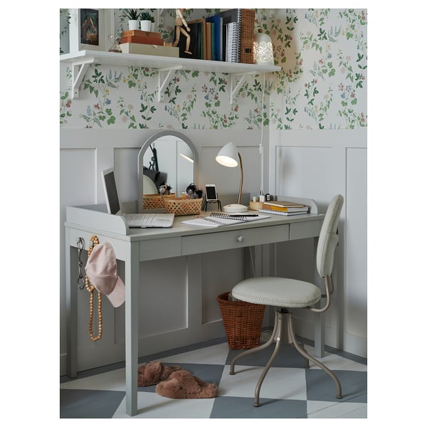 ISNÅLEN LED work lamp, white/brass-colour, 13 cm