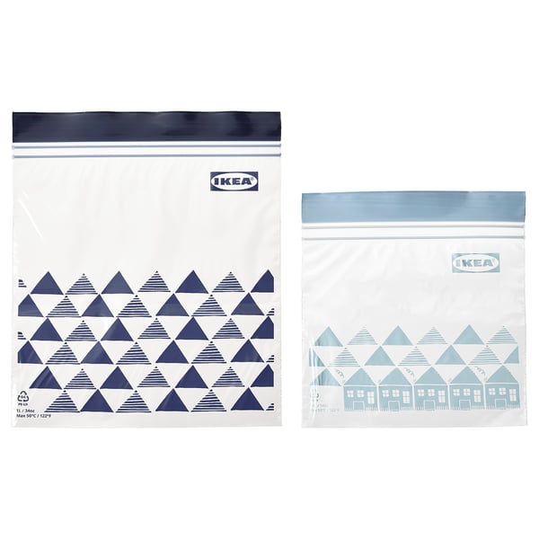 ISTAD resealable bag, patterned/blue, 1/0.4 l, 60 pack