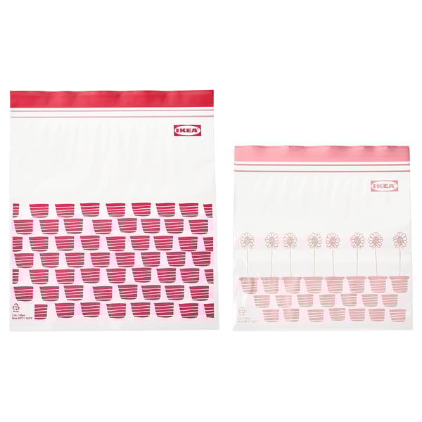 ISTAD resealable bag, patterned red/pink, 2.5/1.2 l, 50 pack