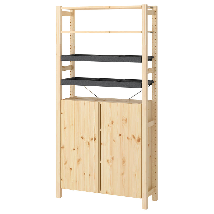IVAR 1 section/shelves/cabinet, pine/felt, 89x30x179 cm