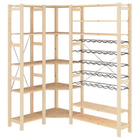 IVAR 3 sections/corner, with bottle racks/pine, 103/144x30x179 cm