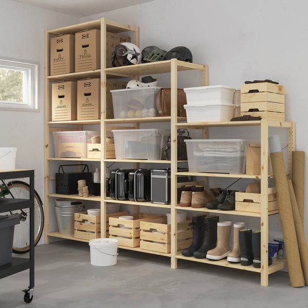 IVAR 3 sections/shelves, pine, 259x50x226 cm
