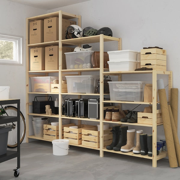 IVAR 3 sections/shelves, pine, 259x50x226 cm