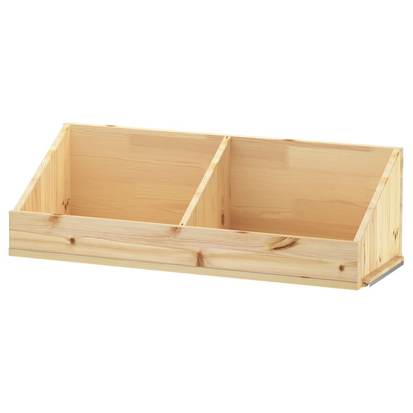 IVAR box shelf with divider, pine, 83x30x25 cm