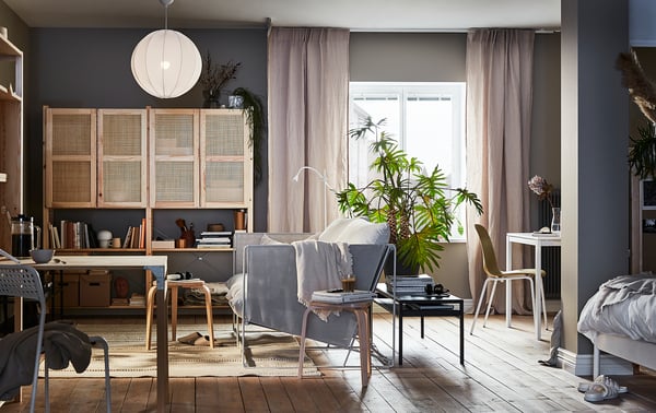 IVAR storage combination with doors, pine, 174x30x179 cm