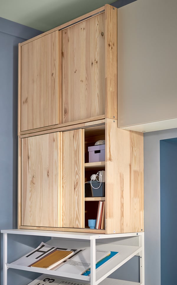 IVAR cabinet with sliding doors, pine, 80x30x60 cm