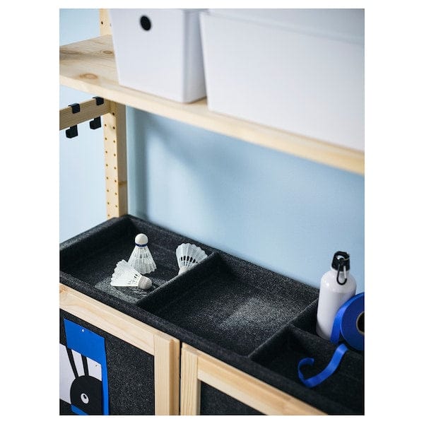 Ikea IVAR - Shelving unit, with 2 doors pine/felt felt, 89x30x179 cm