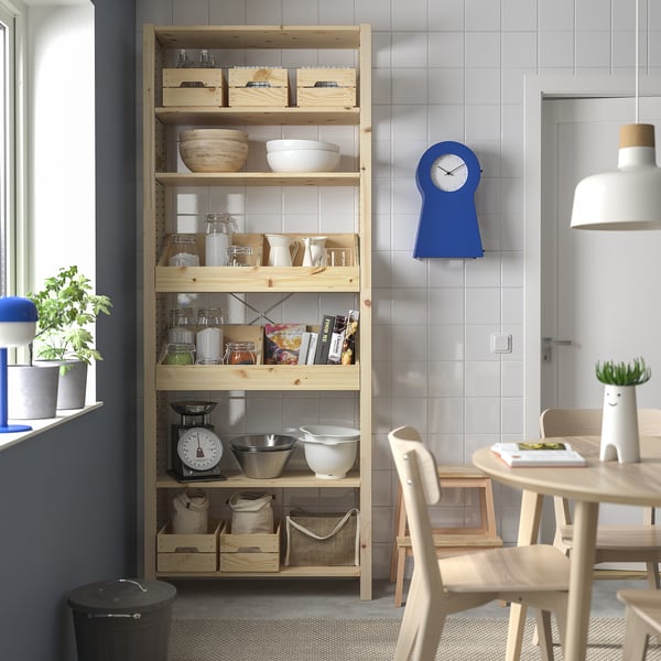 IVAR shelving unit, with 2 box shelves/pine, 89x30x226 cm