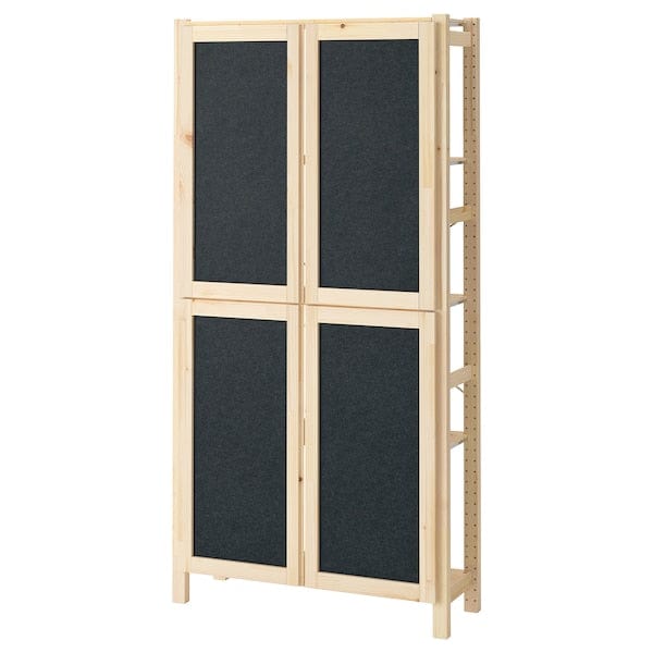 Ikea IVAR - Shelving unit, with 4 doors pine/felt, 89x30x179 cm