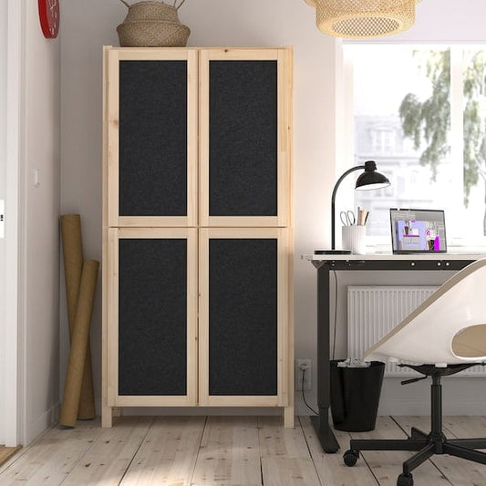 Ikea IVAR - Shelving unit, with 4 doors pine/felt, 89x30x179 cm