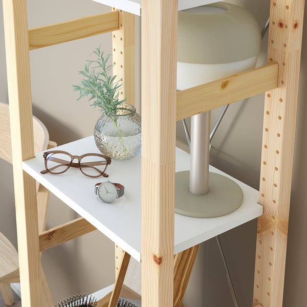 IVAR shelving unit, pine/metal white, 48x30x179 cm