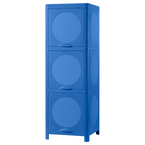 IVÖSJÖN cabinet with doors, blue, 33x34x99 cm