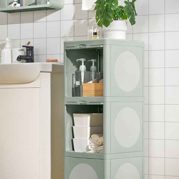 IVÖSJÖN cabinet with doors, green, 33x34x99 cm