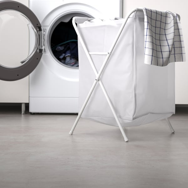 JÄLL laundry bag with stand, white, 50 l