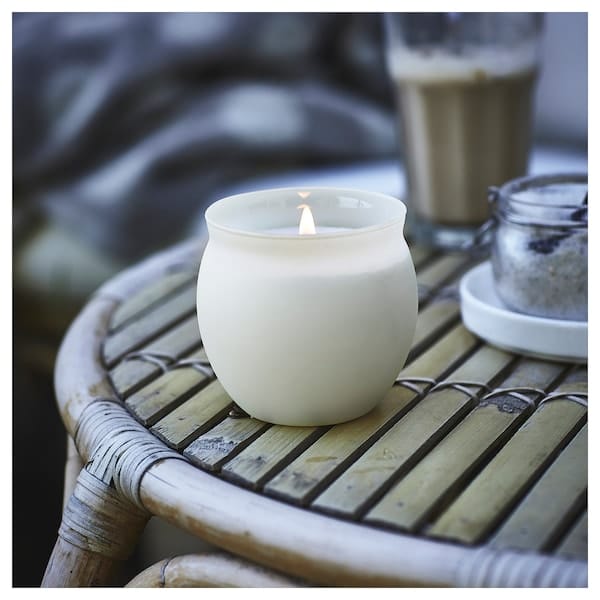 Ikea JÄMLIK - Scented candle in glass, Vanilla/light beige, 50 hr