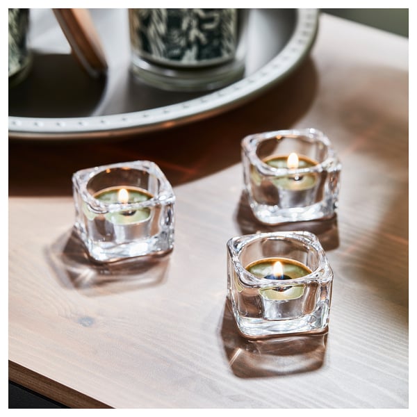 JÄMTSKOGEN scented tealight, cypress & eucalyptus/dark green, 3.8 cm, 30 pack