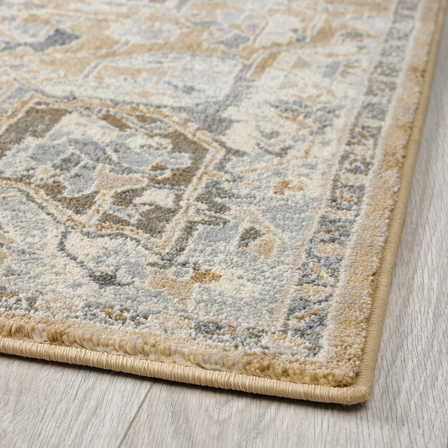 JÄRNVÄG rug, low pile, ornament pattern beige/dark beige, 133x195 cm