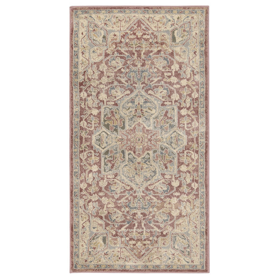JÄRNVÄG rug, low pile, ornament pattern pink/beige, 80x150 cm
