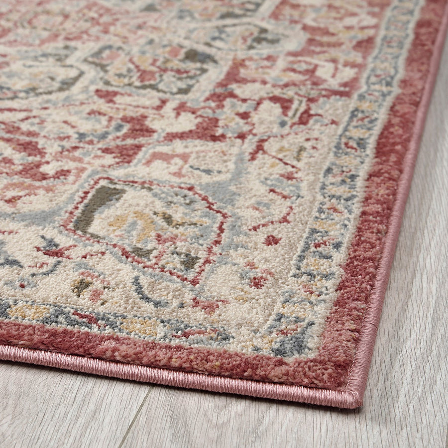 JÄRNVÄG rug, low pile, ornament pattern pink/beige, 80x150 cm