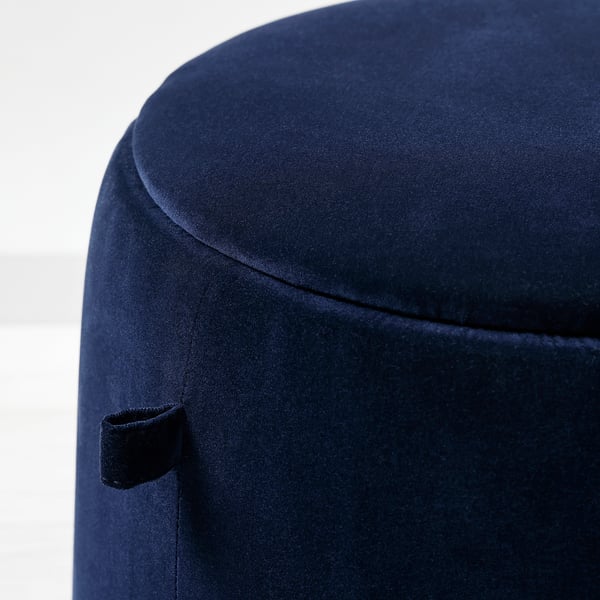 JÄRRESTAD pouffe, with storage/Djuparp dark blue, 46 cm