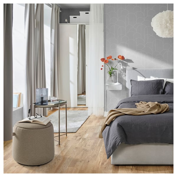 JÄRRESTAD pouffe, with storage/Tonerud dark beige, 46 cm