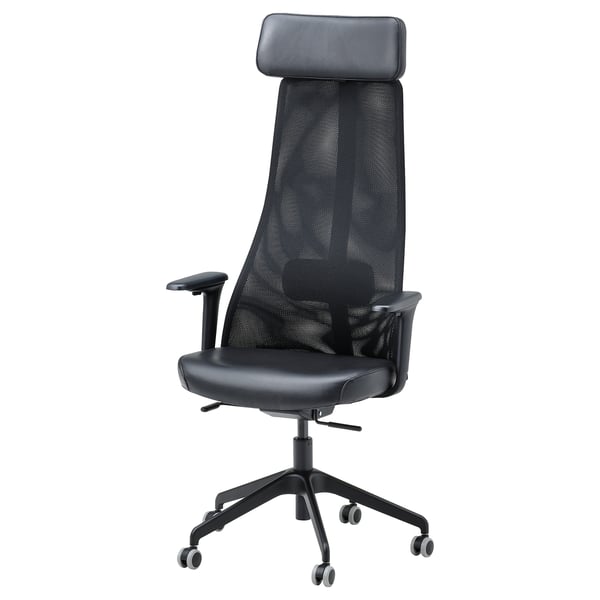 JÄRVFJÄLLET office chair with armrests, Glose black, 52x140x68 cm