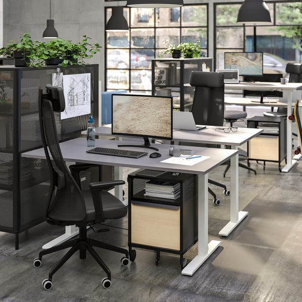 JÄRVFJÄLLET office chair with armrests, Glose black, 52x140x68 cm