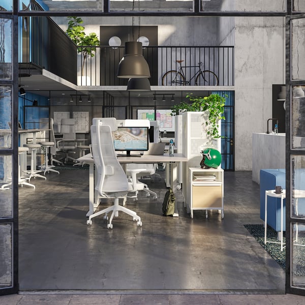 JÄRVFJÄLLET office chair with armrests, Grann white, 52x140x68 cm