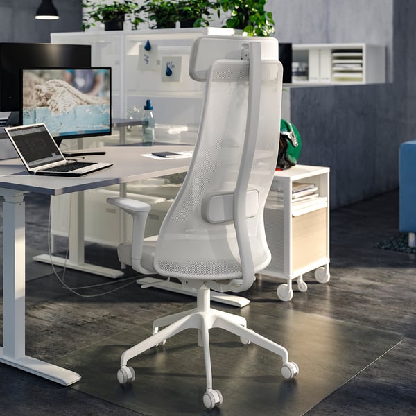 JÄRVFJÄLLET office chair with armrests, Grann white, 52x140x68 cm