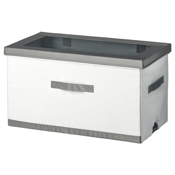 JÄTTEBJÖRN box with lid, white/grey, 81x45x44 cm