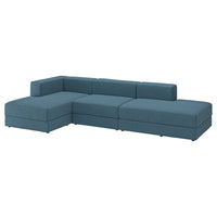 JÄTTEBO 3,5-seat mod sofa w chaise longues, Axvall dark grey-blue, 324x71x160 cm
