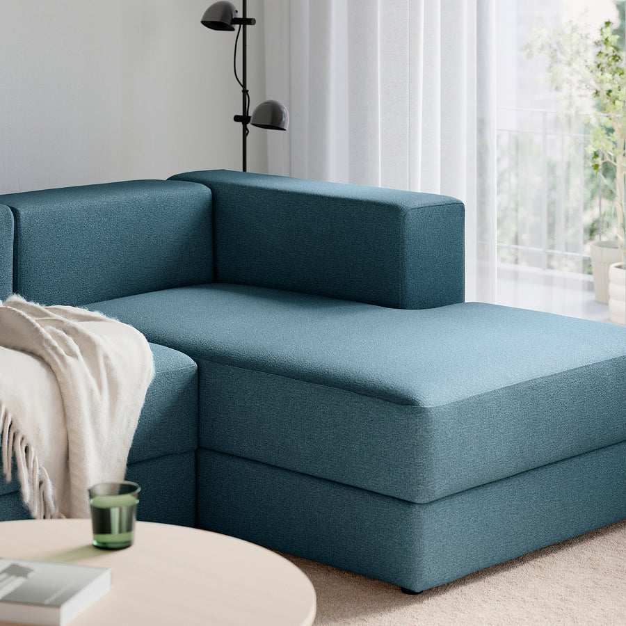 JÄTTEBO 3,5-seat mod sofa w chaise longues, armrests Axvall/dark grey-blue, 285x71x160 cm