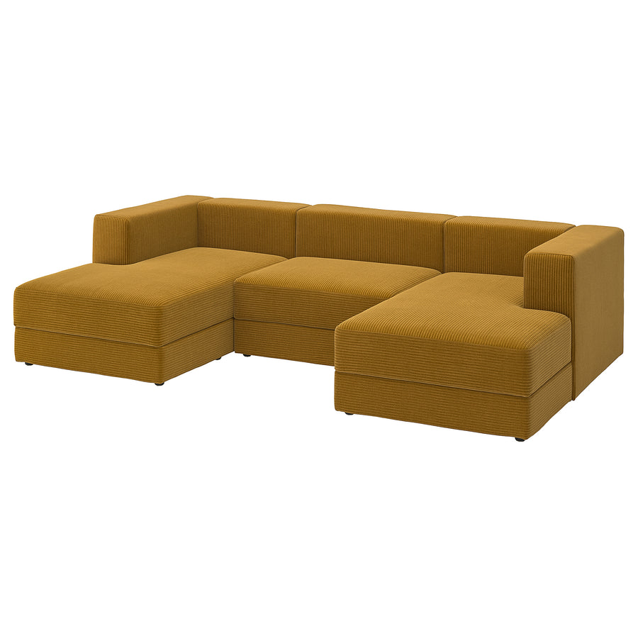 JÄTTEBO 3,5-seat mod sofa w chaise longues, armrests Samsala/yellow-brown, 285x71x160 cm