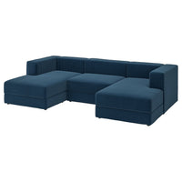 JÄTTEBO 3,5-seat mod sofa w chaise longues, armrests Samsala/dark blue, 285x71x160 cm