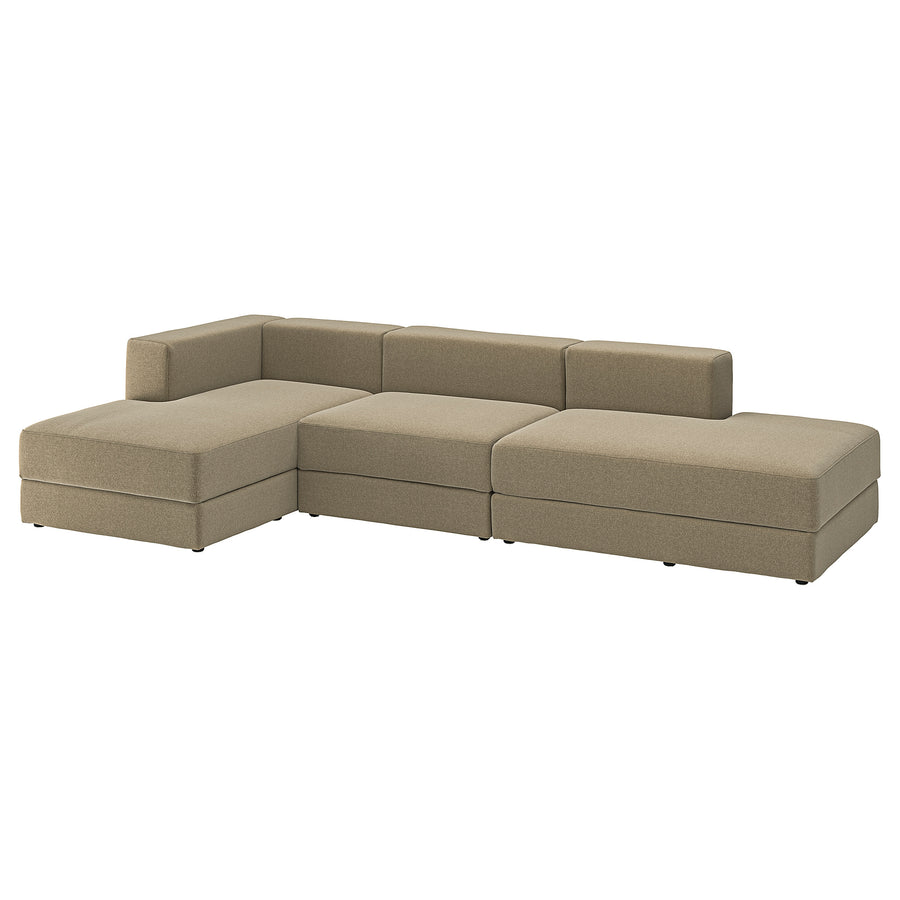 JÄTTEBO 3,5-seat mod sofa w chaise longues, Johanneshov brown-beige, 324x71x160 cm