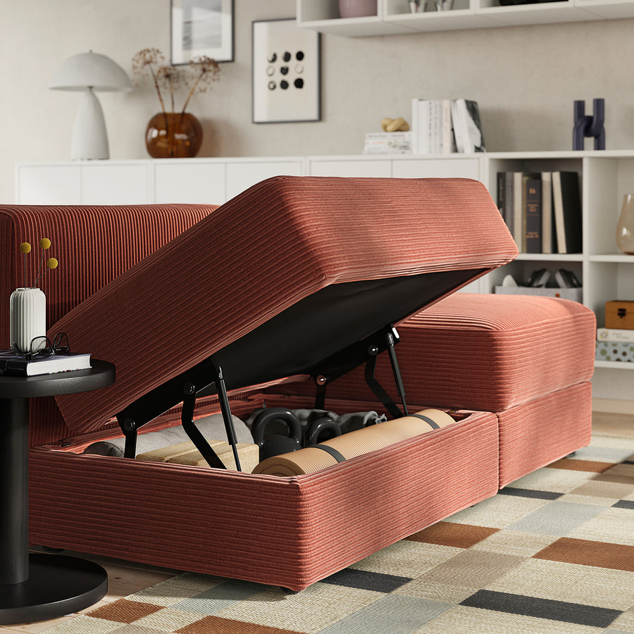 JÄTTEBO 3-seat modular sofa, Samsala brown-red, 240x71x95 cm