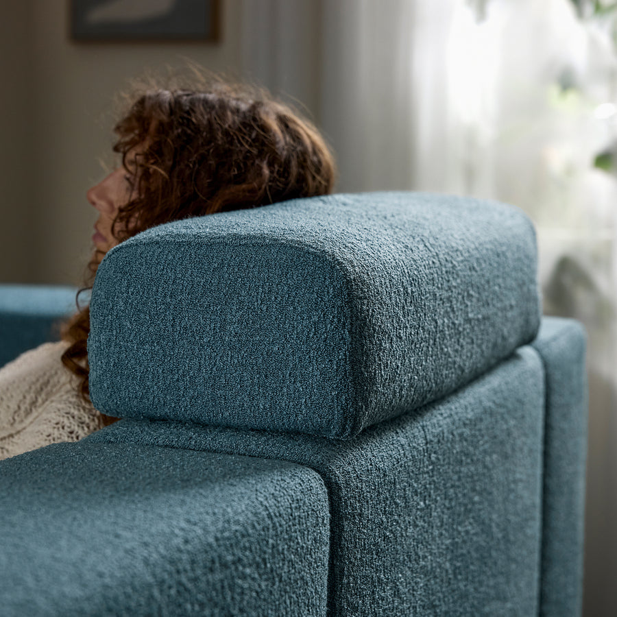 JÄTTEBO u-shaped sofa, 7-seat, with chaise longue, right with headrests/Axvall dark grey-blue, 25x87x95 cm