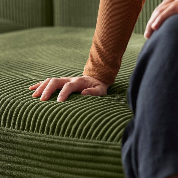 Ikea JÄTTEBO - 7-seater U-shaped sofa with chaise-longue, right with headrest/Samsala dark yellow-green ,