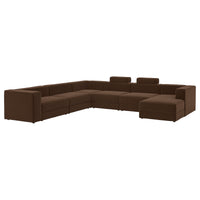 JÄTTEBO u-shaped sofa, 7-seat, with chaise longue, right with headrests/Samsala dark brown, 25x87x95 cm