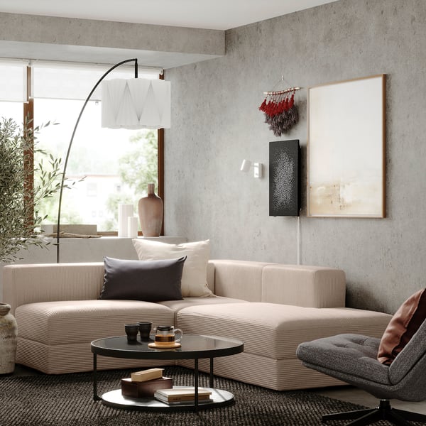 JÄTTEBO mod crnr sofa 2,5-seat w chaise lng, right/Samsala grey-beige, 190x71x65 cm