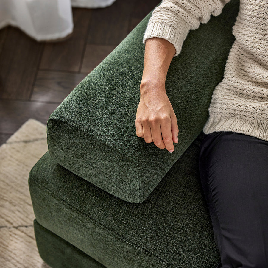 JÄTTEBO 2,5-seat mod sofa w chaise longue, left with headrest/Johanneshov dark green, 190x87x160 cm